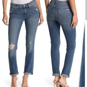 Hudson Jean Krista Straight Crop w/Roll Cuff, Distressed light wash 28
